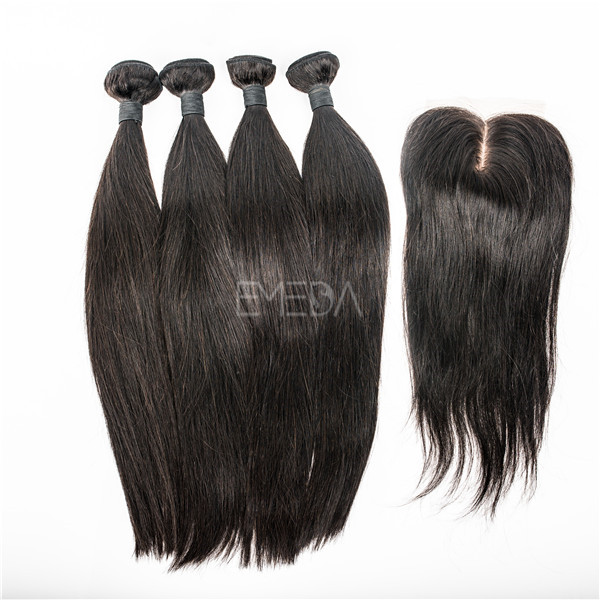 Unprocessed 7A cheap real human hair extensions with closure YJ193